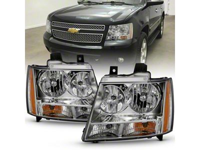 Anzo USA 2007-2014 Chevy TahOE Crystal Headlight Chrome Amber OE - 111475