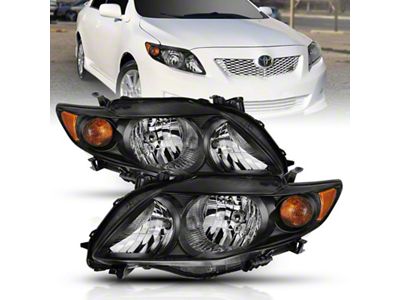 Anzo USA 2009-2010 Toyota Corolla Crystal Headlight Black Amber - 121541