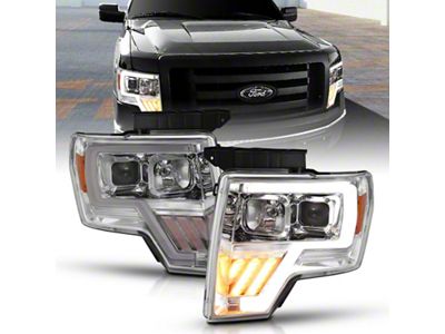 Anzo USA 2009-2014 Ford F-150 Projector Headlight Chrome Amber - 111446