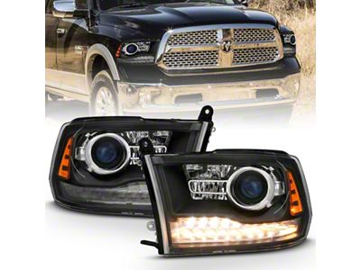 Anzo USA 2009-2018 Dodge Ram 1500 Projector Headlights Plank Style Halo - 111489
