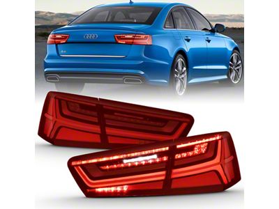 Anzo USA 2012-2018 Audi A6 LED Taillight Black Housing Red/Clear Lens - 321353