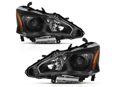 Anzo USA 2013-2015 Nissan Altima Projector Headlight Black Amber - 121549