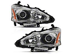 Anzo USA 2013-2015 Nissan Altima Projector Headlight Chrome Amber - 121550