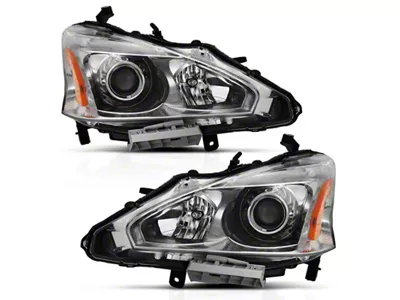 Anzo USA 2013-2015 Nissan Altima Projector Headlight Chrome Amber - 121550