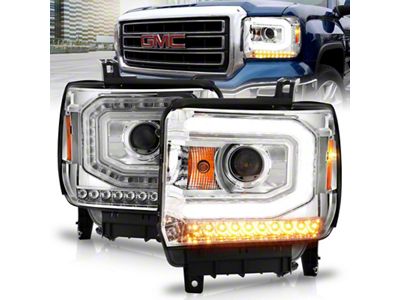 Anzo USA 2014-2015 Gmc Sierra 1500 Projector Headlights w/ Light Bar - 111514