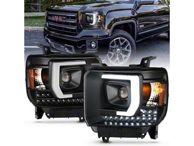 Anzo USA 2014-2015 Gmc Sierra 1500HD Projector Plank Style Headlight Black - 111450