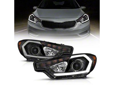Anzo USA 2014-2016 Kia Forte Projector Headlights w/ Light Bar Black - 121562