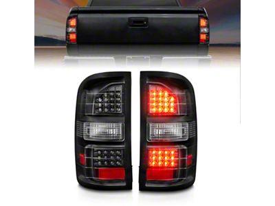 Anzo USA 2014-2018 GMC Sierra LED Tail Lights Black Housing Clear - 311397