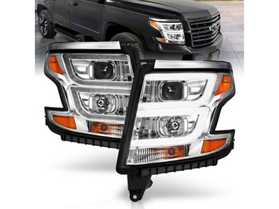 Anzo USA 2015-2020 Chevy Tahoe Projector Headlights Plank Style Chrome w/DRL - 111493