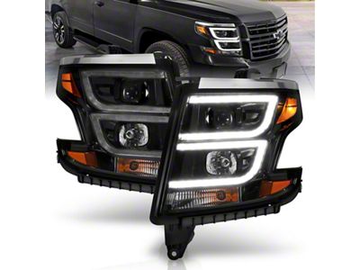 Anzo USA 2015-2020 Chevy Tahoe Projector Headlights Plank Style Black w/DRL - 111492