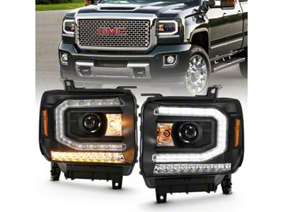 Anzo USA 2016-2019 Gmc Sierra 1500 Projector Headlight Plank Style Black - 111485