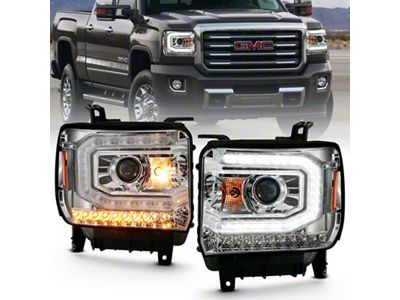Anzo USA 2016-2019 Gmc Sierra 1500 Projector Headlight Plank Style Chrome - 111486