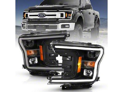 Anzo USA 2018-2019 Ford F-150 Projector Plank Style H.L. Black Amber - 111467
