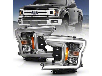 Anzo USA 2018-2019 Ford F-150 Projector Plank Style H.L. Chrome Amber - 111468