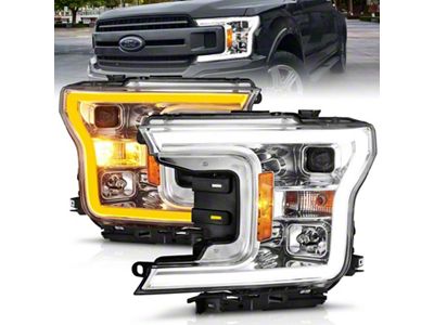 Anzo USA 2018-2020 Ford F-150 Projector Headlight w/Plank Style Switchback Chrome - 111510