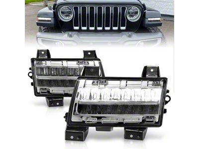 Anzo USA 2018-2021 Jeep Wrangler LED Side Markers Chrome Housing Clear - 511086