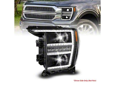 Anzo USA 21-23 Ford F150 LED Projector Headlight w/Switchback+Sequential - Black - 111594-L