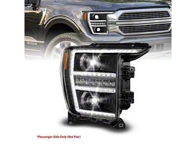 Anzo USA 21-23 Ford F150 LED Projector Headlight w/Switchback+Sequential - Black - 111594-R