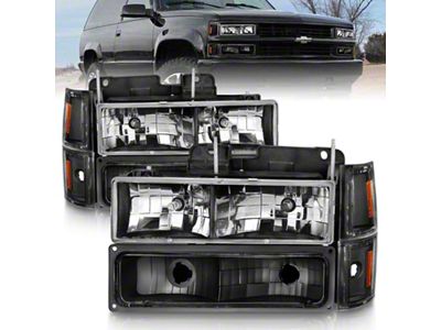Anzo USA 88-98 Chevrolet C1500 Crystal Headlights Black - 111505