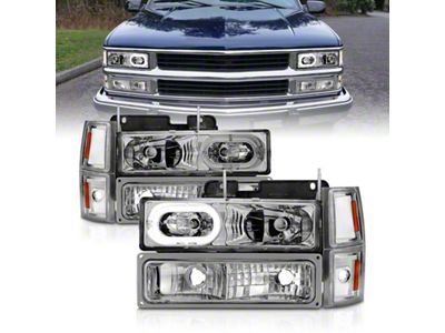 Anzo USA 88-98 Chevrolet C1500 Crystal Headlights Chrome Housing w/ Signal - 111508