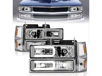 Anzo USA 88-98 Chevrolet C1500 Crystal Headlights w/Light Bar Chrome Housing - 111529