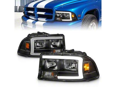 Anzo USA 97-04 Dodge Dakota/Durango Crystal headlight Set w/ Light Bar - 111591