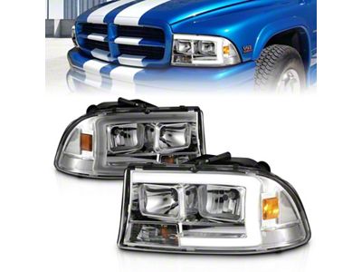 Anzo USA 97-04 Dodge Dakota/Durango Crystal headlight Set w/ Light Bar - 111592