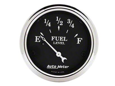 Auto Meter Old Tyme Black Series 2-1/16-Inch Fuel Level Gauge; 0 ohm Empty to 30 ohm Full (Universal; Some Adaptation May Be Required)