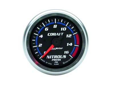 Auto Meter Cobalt Series 2-1/16-Inch Nitrous Pressure Gauge; 0-1600 PSI; Digital Stepper Motor (Universal; Some Adaptation May Be Required)