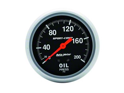 Auto Meter 2-5/8in 200 PSI Mechanical Sport-Comp Oil Pressure Gauge - 3422