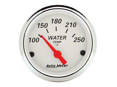 Auto Meter Arctic White Series 2-1/16-Inch Water Temperature Gauge; 100-250 Fahrenheit (Universal; Some Adaptation May Be Required)