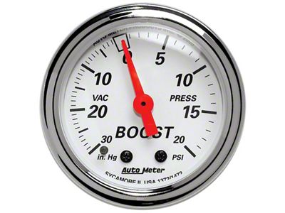 Auto Meter Arctic White 2-1/16in 30 in. Hg/20 PSI Full Sweep - 1372
