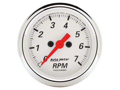 Auto Meter Arctic White Series 2-1/16-Inch In-Dash Tachometer; 0-7000 RPM (Universal; Some Adaptation May Be Required)