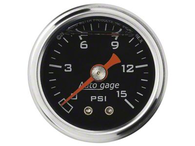 Auto Meter Autogage 1.5in Liquid Filled Mechanical 0-15 PSI Fuel Pressure