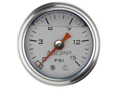 Auto Meter Autogage 1.5in Liquid Filled Mechanical 0-15 PSI Fuel Pressure - 2178