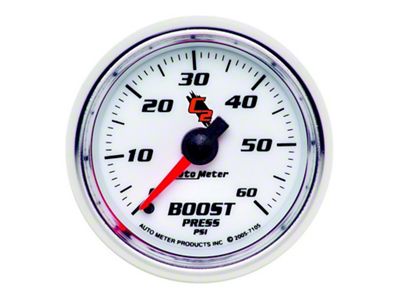 Auto Meter C2 Series 2-1/16-Inch Boost Gauge; 0-60 PSI; Mechanical (Universal; Some Adaptation May Be Required)