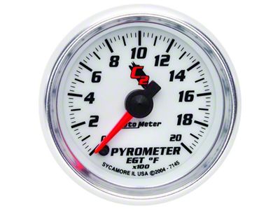 Auto Meter C2 Series 2-1/16-Inch Pyrometer Gauge; 0-2000 Fahrenheit; Digital Stepper Motor (Universal; Some Adaptation May Be Required)