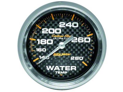 Auto Meter Carbon Fiber 2-5/8in 140-280 Deg F Mechanical Water Temp - 4831