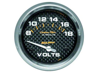 Auto Meter Carbon Fiber 2-5/8in 18V Electric Voltmeter Gauge - 4891