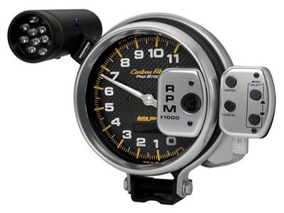 Auto Meter Carbon Fiber 5 inch 11000 RPM ProStock/Memory Tachometer - 6836