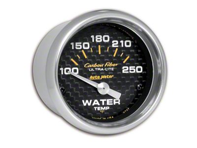 Auto Meter Carbon Fiber Series 2-1/16-Inch Water Temperature Gauge; 100-250 Fahrenheit (Universal; Some Adaptation May Be Required)