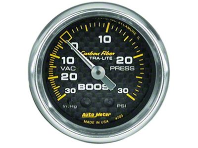 Auto Meter Carbon Fiber 52mm 30 PSI Mechanical Boost Gauge - 4703