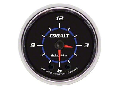 Auto Meter Cobalt 2-1/16in 12 Hour Analog Clock - 6185