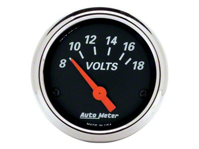 Auto Meter Designer Black 2 1/16in 18 Volt Electronic Voltage Gauge - 1483