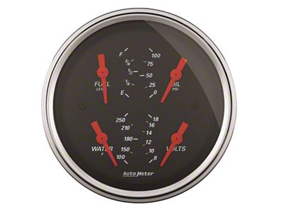 Auto Meter Designer Black 3.375in Quad Gauge - Fuel Level / - 1414