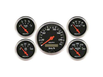 Auto Meter Designer Black 5 Pc Kit w/ Elec KMH Speedo; - 1421-M