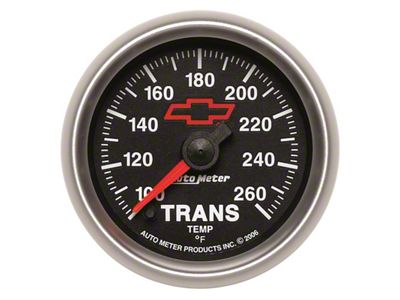 Auto Meter Chevy Black Series 2-1/16-Inch Transmission Temperature Gauge; 100-260 Fahrenheit; Digital Stepper Motor (Universal; Some Adaptation May Be Required)