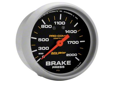 Auto Meter Gauge Brake Press 2-5/8in. 2000PSI Liquid Filled Mech Pro-Comp - 5426