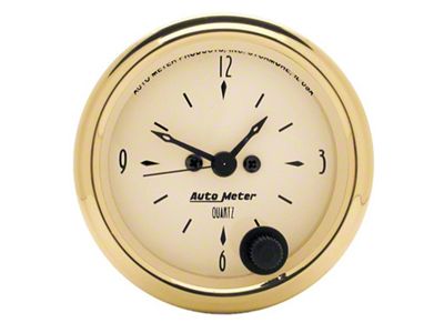 Auto Meter Gauge Clock 2-1/16in. 12HR Analog Golden Oldies - 1586