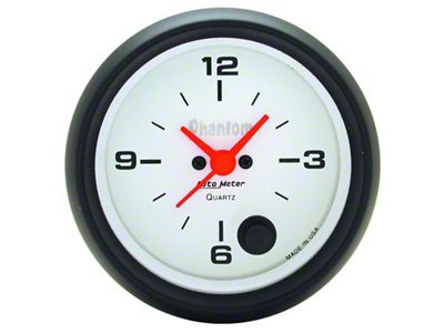 Auto Meter Phantom Series 2-5/8-Inch 12-Hour Clock (Universal; Some Adaptation May Be Required)